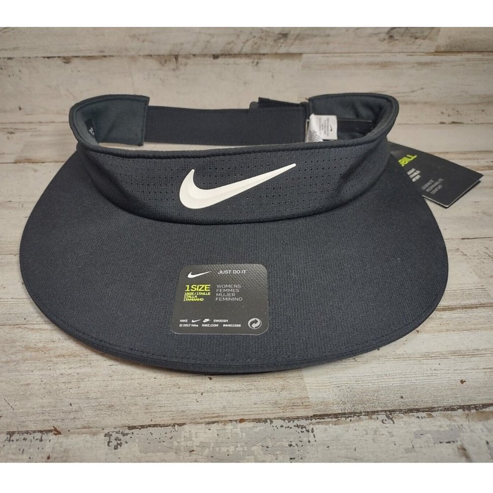 Nike Aerobill Dri-Fit Golf Athletic Visor Swoosh Black Women's One Size 2017 NEW
